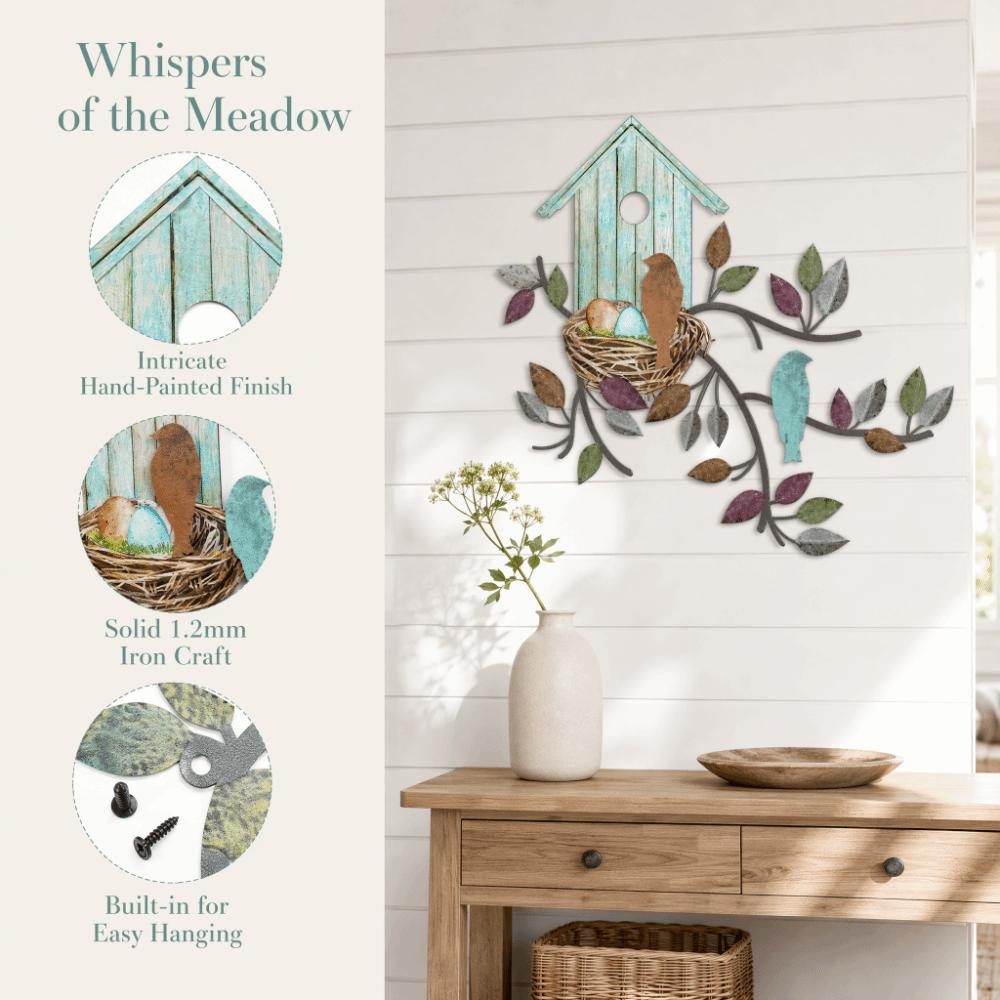 Rustic Design Birds Wall Art Outdoor Art Hanging Metal Tree Hanging Metal Wall Decor Living Room