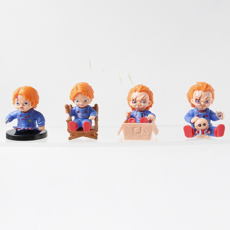 9 Chucky Doll Figurine Styles: Chainsaw, Raven, Clown, Scream, Night of the Living Dead - Halloween Toy Models & Ornaments.
