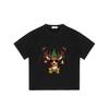 Christmas Deer T Shirt Black Reindeer with Sunglasses and Bowtie Christmas Tree and Bells Jingle All The Way Holiday Party Wear