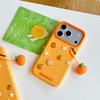 For iPhone 17 Pro Max Silicone Case Cute Orange Shape Pendant Shockproof Phone Back Cover