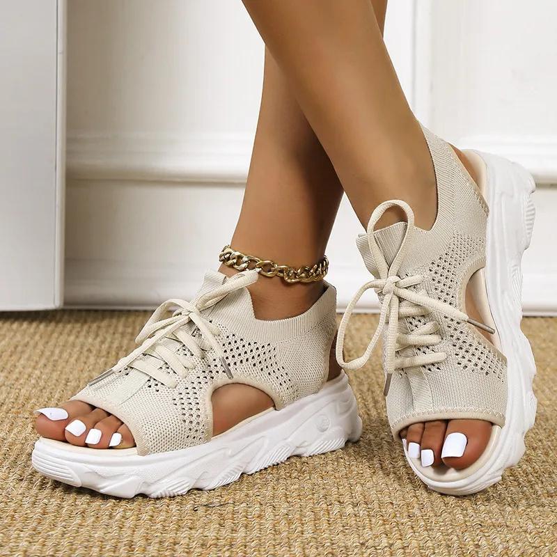 2024 Summer Waterproof Sandals Women Breathable Large Size Sneakers Casual Platform Open Toe Shoes Fashion Platform Sandals