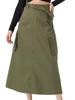 Allegra K Women's Midi Cargo Skirt, Trendy Y2K Skirt, Zip-Up High-Waisted Straight Long Skirt with Pockets, Army Green, Size L