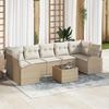 VidaXL 8-Piece Garden Sofa Set with Cushions Beige Poly Rattan 3345961