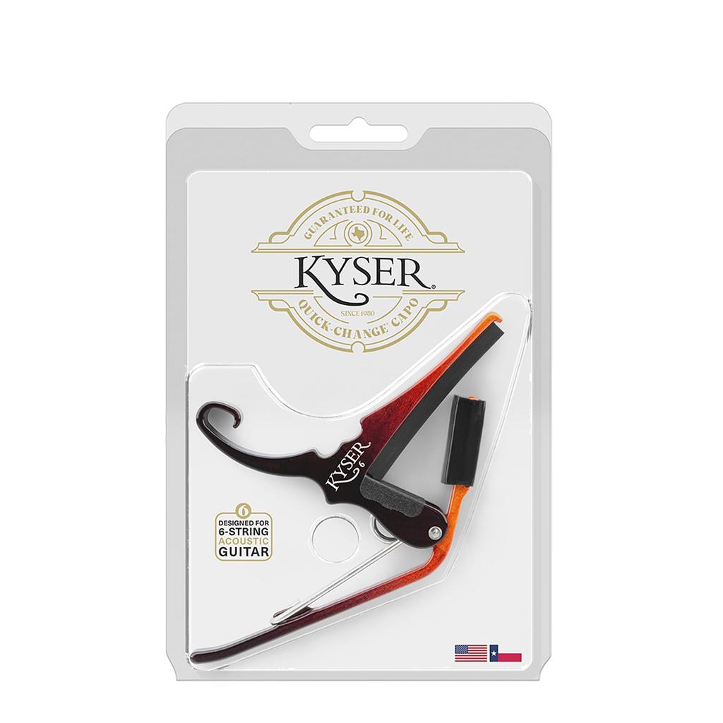 Kyser Quick Change Capo for Acoustic KG6SNB 6-String Guitar, Sunburst,