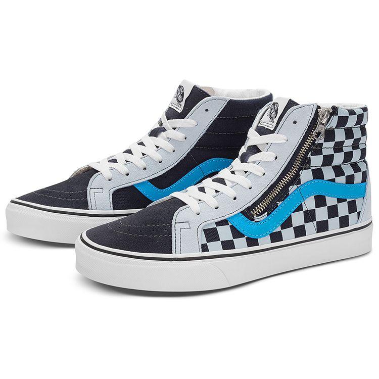 Vans Sk8 Переиздание Боковая молния Модные Клетчатые Высокие Кеды для Скейтборда Унисекс Кроссовки Черно-белые VN0007NZ9KM