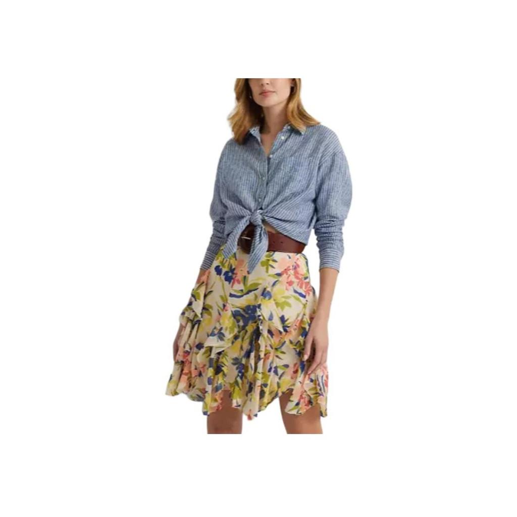 Polo Ralph Lauren Loose Fit Striped Long Sleeve Shirt Women Shirts Blue White 200932628-001