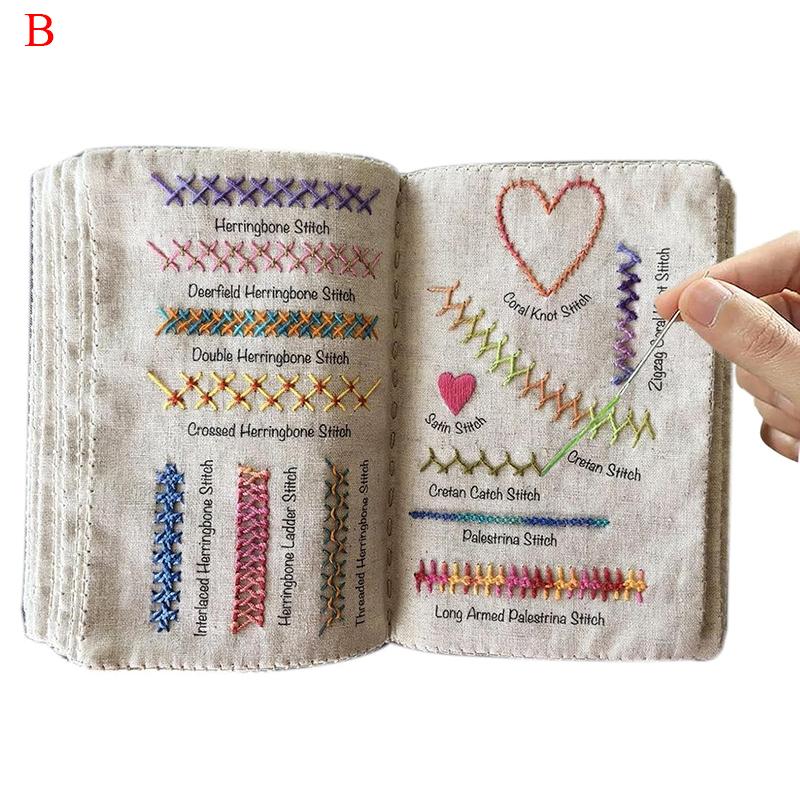 Enthusiasts & Beginners Embroidery Instructions Book for DIY Sewing Kit, Creative Embroidery Stitches Book, Family Stitching Loose-Leaf Book