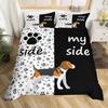 Cat Side and My Side Black White Cat Modern Romantic Theme Comfortable Duvet Quilt Cover Pillowcase Bedding Set Children Bedroom