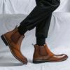 Модные элегантные коричневые мужские туфли, модные высокие кожаные туфли, мужские осенне-зимние роскошные ботинки челси для мужчин, bottines homme