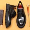 [Во время мероприятия] Британские повседневные кожаные туфли для мужчин, официальная деловая обувь на толстой подошве, лакированная кожа с глянцевым блеском