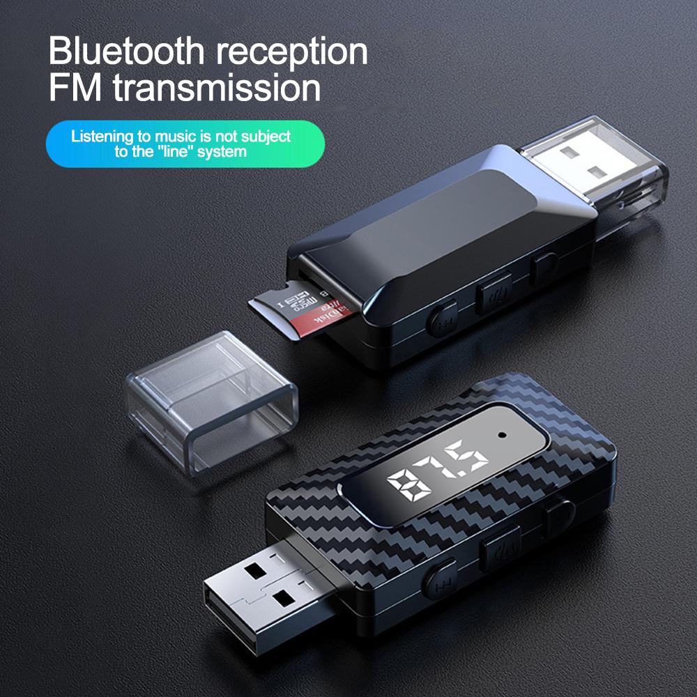 USB Bluetooth 5.3 приемник передатчик поддержка TF карта FM громкая связь 3.5 мм AUX USB Dongle беспроводной аудио адаптер для ПК автомобиль