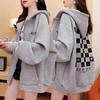 Plus Size Women Long Sleeve Jacket Zipper Hoodie Streetwear Tops Autumn Winter Casual Loose Hooded Sweatshirts