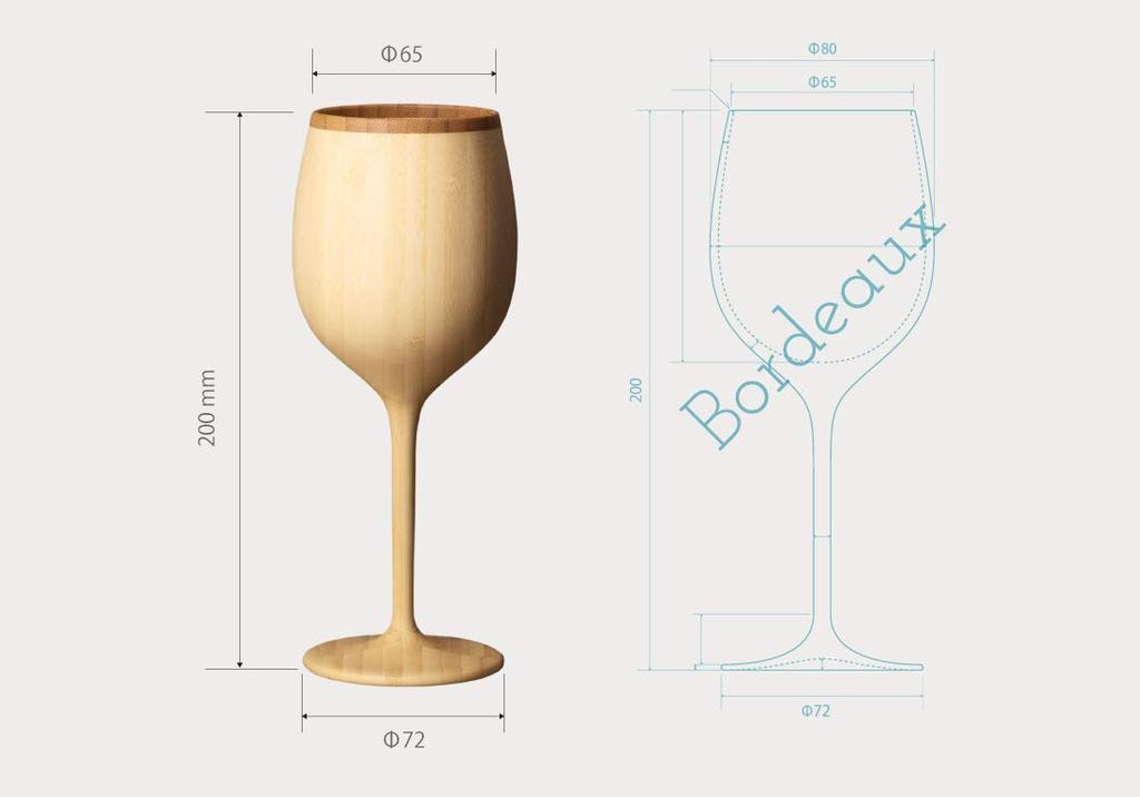 RIVERET Wine Glass Bordeaux 270ml Pair Set Bamboo Dishwasher Safe White/Brown RV-122WB