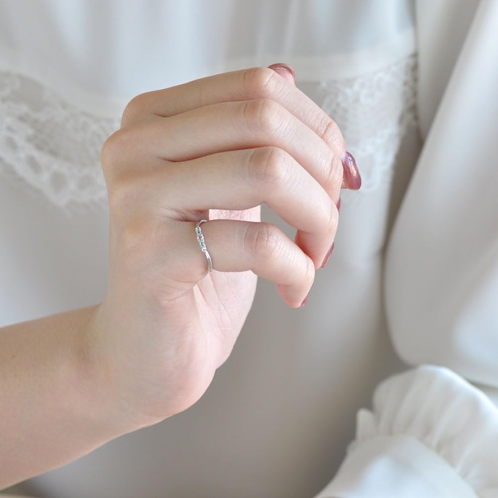 Pinky and Diane 10K White Gold Pinky Ring with White Topaz and Colored Wave Pure and Perfect As a Lucky Bag or Gift for the Little Size 3 Topaz,