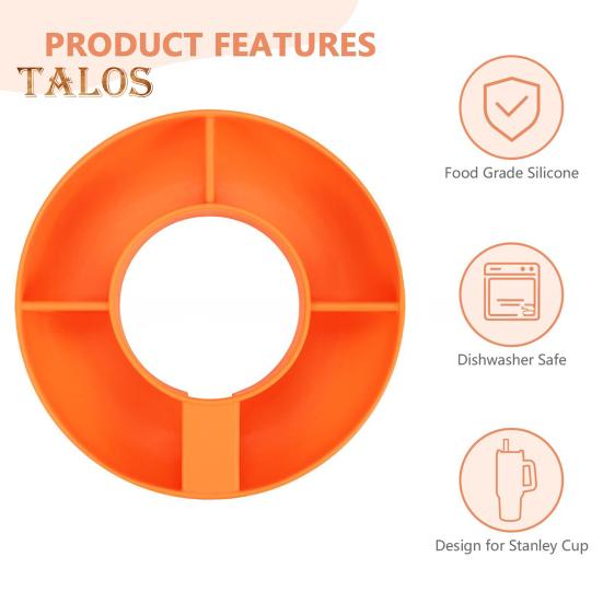 Силиконовое кольцо для закусок с 4 отделениями, идеально подходит для контейнера для закусок, простые многоразовые тарелки для закусок для чашки на 40 унций