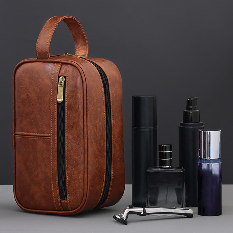 Деловая дорожная портативная мужская косметичка Модная ретро кожаная утолщенная косметичка Сумка