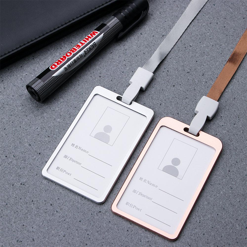 Zinc Zinc Alloy Security Identity Business Certificate Cover Work Badge ID Card Holder Pass Tag with Lanyard