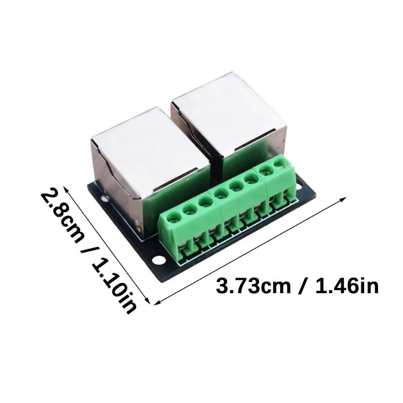 Клеммная плата RJ45 Ethernet с двумя гнездами, шаг контактов 3,5 мм, 8-контактный винтовой разъем RJ45, сетевой адаптер.