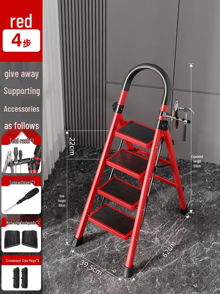 Compact Folding Multi-Functional Telescopic 4-Step A-Frame Ladder