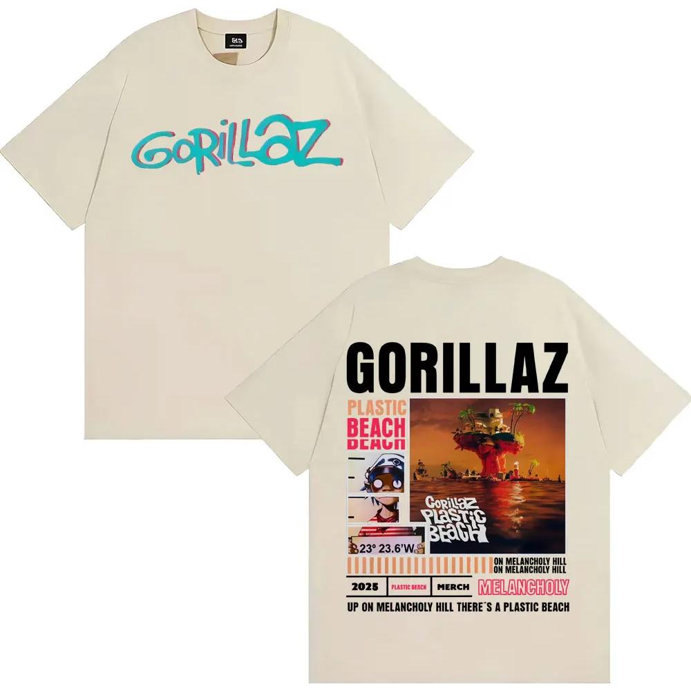 Рок-группа Gorillaz Мерч Мужская и Женская Ретро Мода Мультяшный Большой Хлопковый Повседневный Футболка