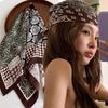 Fashion Y2K Girls Cotton Floral Neckerchief Women Korean Cotton Linen Square Scarf Elegant Neck Scarves Small Wraps Bandana