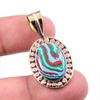 Натуральный камень Радужная кальцилика 925 проба Стерлинговое серебро Двухцветная подвеска 1,5" u0s53