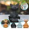 Whimsical Grey Buddha Cat Figurine Meditation Yoga Collectible Happy Cat Collection Cat Lover Gifts for Women Meditation Yoga Statuettes Decor
