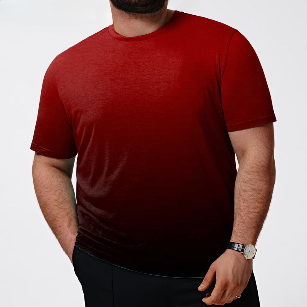 Summer Casual Round Neck Short Sleeved Loose Gradient 3D Printed Men's T-shirt