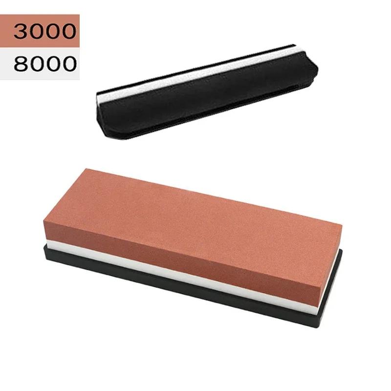 Профессиональный набор камней для заточки ножей 400/1000, зернистость 3000/8000, нескользящая бамбуковая основа, двухсторонний брусок для заточки ножей, направляющая угла
