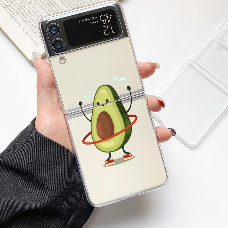 Милый Авокадо Детский Йога Модный Чехол для Телефона для Samsung Galaxy Z Flip 3 4 5 6 7 Жесткий Складной Z Flip4 ПК Чехол Защита Подарок