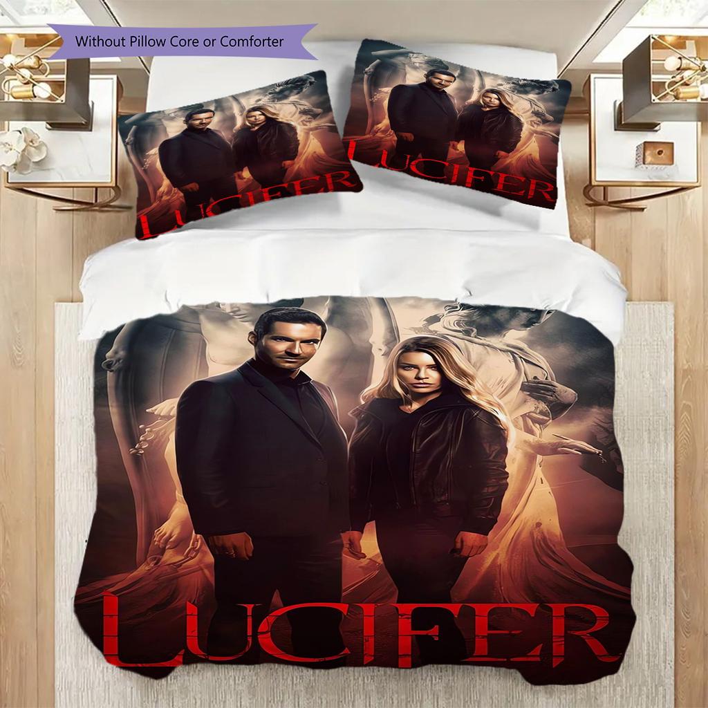 Mystery Lucifer Bedding (1 * duvet cover + 2 * pillowcase, without core) 2D Flat Duvet cover and pillowcase Christmas birthday gift Bedding set