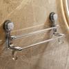 Double Rod Suction Towel Rack Household Bathroom Towel Storage with Hooks for Both Wet and Dry Towel Storage