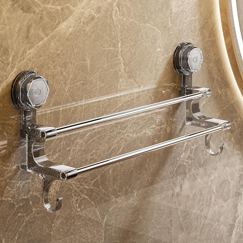 3830 Двойная вешалка для полотенец на присоске для ванной комнаты с крючком для хранения влажных и сухих полотенец Роскошное хранилище для ванной комнаты двойного назначения