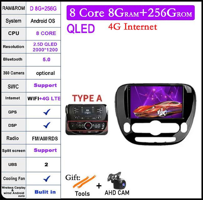 Android 14 для Kia Soul 2 2013-2019 Автомобильный радиоприемник Мультимедийный проигрыватель GPS Навигация DSP Экран