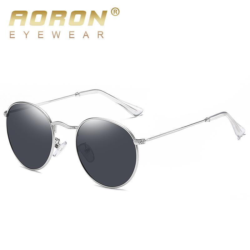 aoron Round Frame Polarized Sunglasses Fashion Design Metal Anti Glare UV400 Driving Fishing Cycling Sport Glasses for Men Women