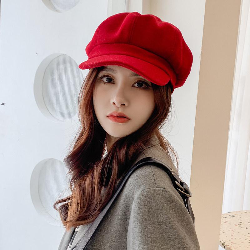 Инс восьмиугольная шляпа осень и зима черный берет универсальная британская ретро кепка газетчика модная шляпа