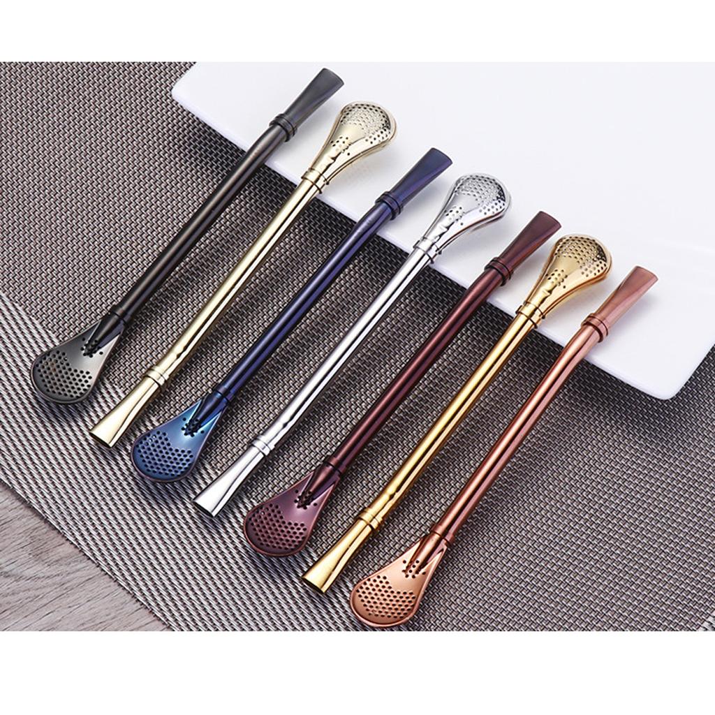 Tea Infuser Filter Coffee Spoon Tea Spoon Ice- Sundae Spoon Juice Straw 6 Colors