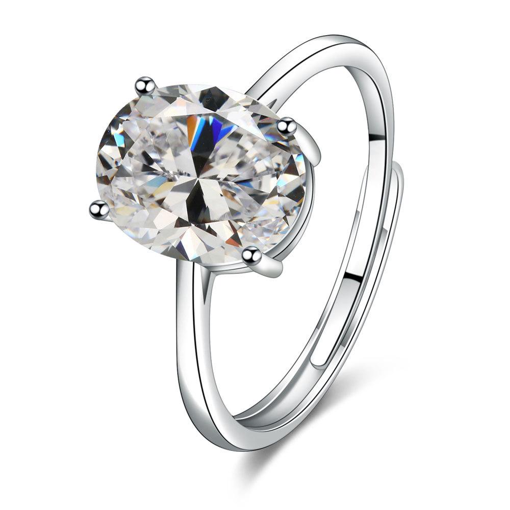 Овальный цирконовый набор: Универсальное кольцо с драгоценным камнем в форме яйца и ожерелье с подвеской из кристалла для женщин