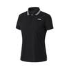 Li Ning Color Block Удобная дышащая повседневная рубашка поло с коротким рукавом для женщин, топы черного цвета APLU160-3