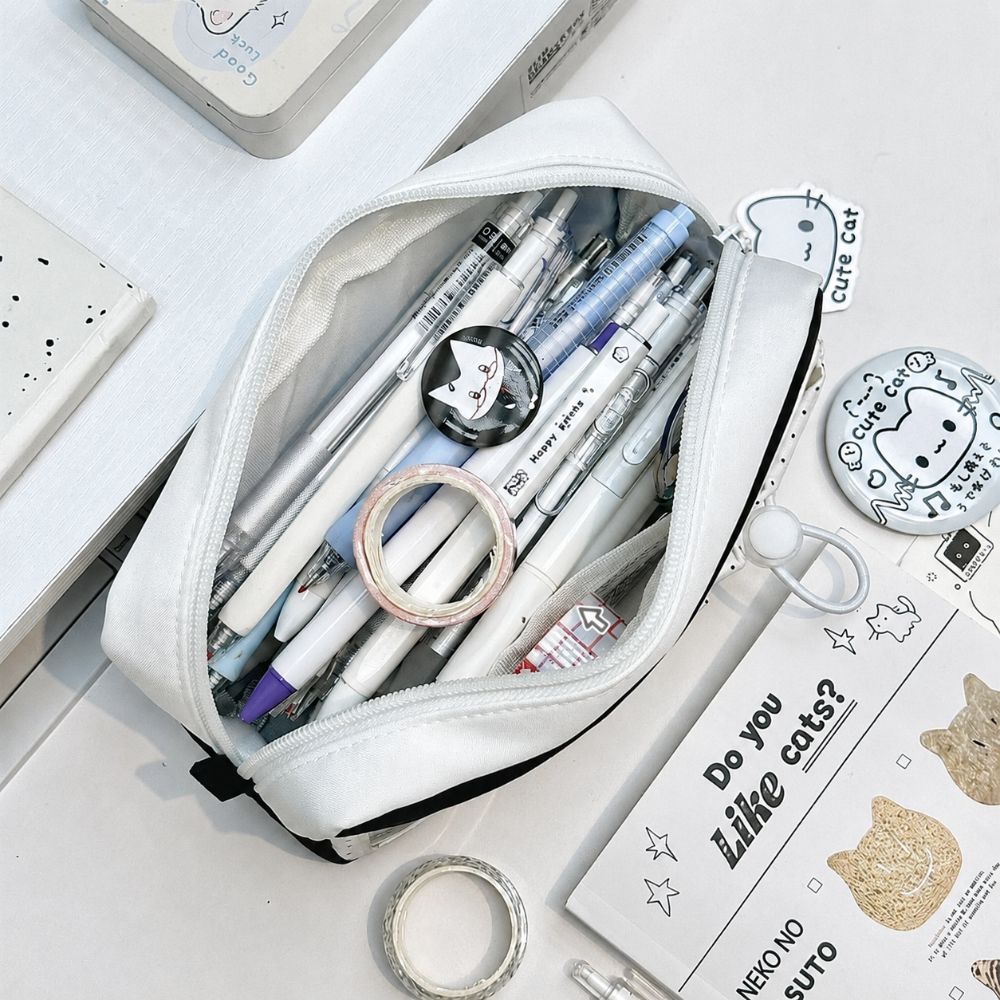 Black White Pen Bag Polka Dot Pencil Pouch Korean Pen Storage Organizer  Gift