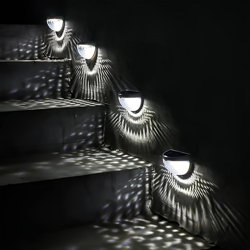 2/4 шт. светодиодные солнечные фонари для забора, уличные водонепроницаемые настенные светильники, гофрированные светильники для забора, террасы, садовой дорожки, декоративные светильники