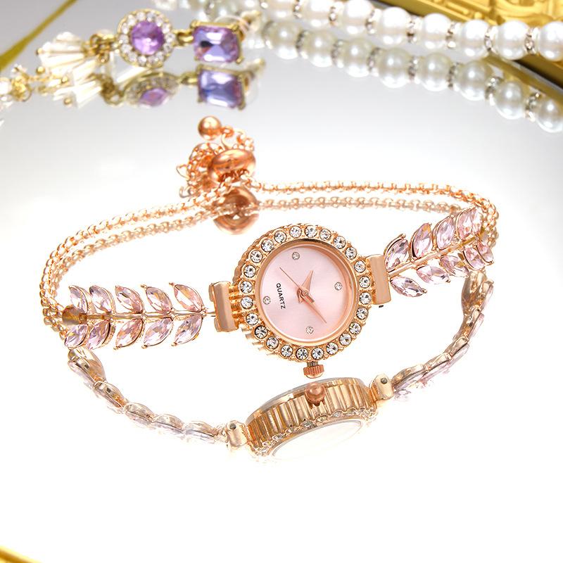 Роскошные маленькие зеленые часы, женские кварцевые часы, круглые часы-браслет с бриллиантами, цветные модные ретро часы, часы с ювелирными изделиями