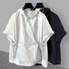 Men's Korean Style Short-Sleeve Hooded T-Shirt with Zipper and Large Pocket - Trendy Summer Workwear Loose Fit