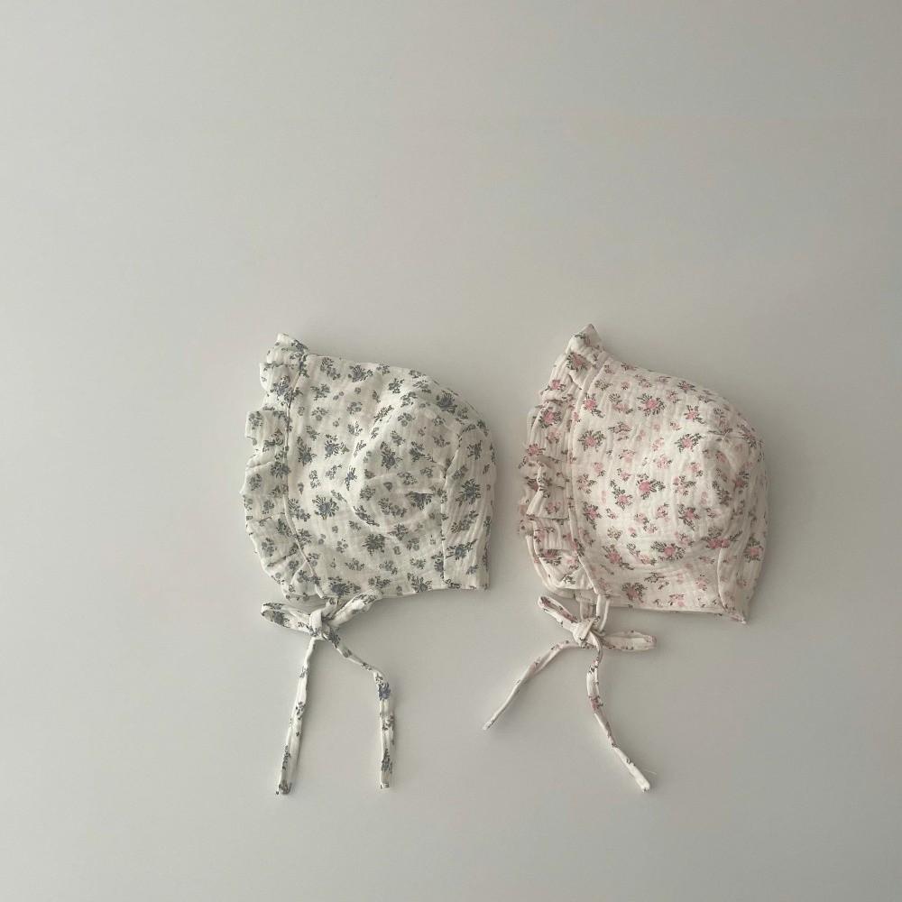 Floral Printed Sunshade Cap Breathable Princess Hat New Ear Protection Hat Newborn