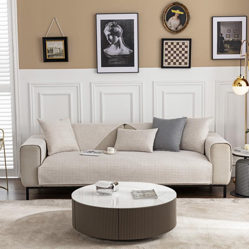 Четырехсезонная универсальная тканевая клетчатая подушка для дивана из синели, современная простая противоскользящая двойная подушка для дивана, полотенце