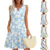 Женские летние платья Свободные сарафаны без рукавов с V-образным вырезом Платье с карманами