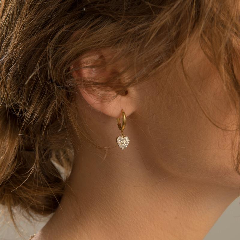 Gold Platinum Plated Heart Zircon Earrings Fashion Jewelry Heart CZ Earrings for Women