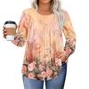 Womens Plus Size Tops Long Sleeve Shirts Round Neck Flowy Tunic Casual Loose Blouse L-5X