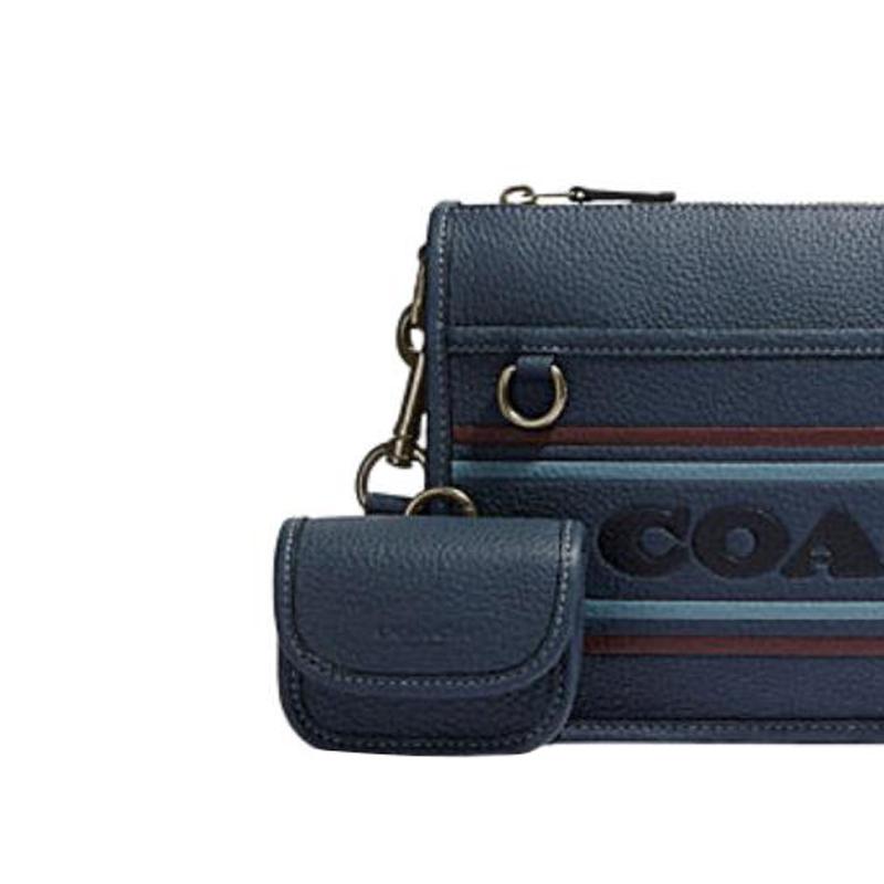 Coach Heritage 25 Сумка через плечо средняя из кожи и ткани на молнии Женские сумки Темно-синий CG998-QBDEI