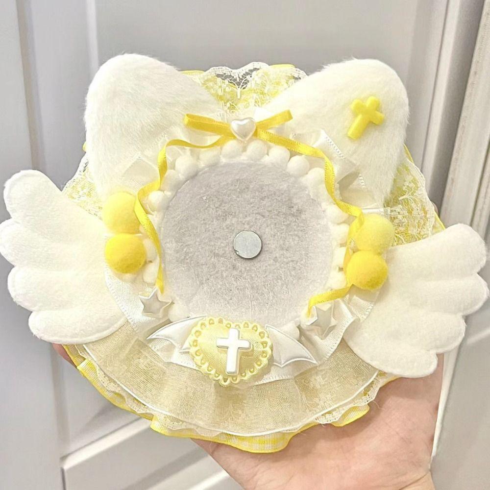 Handmade K-POP Badge Displaying Case Lace Wings Bow DIY Pain Bag Filler Badge Holder  Girls